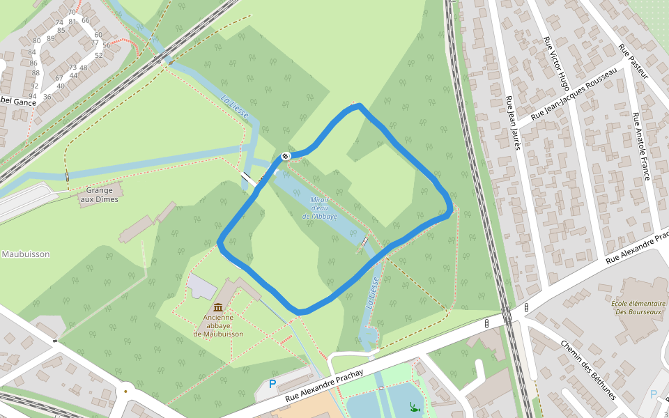 Ancienne abbaye de Maubuisson walking route map in Saint-Ouen-l'Aumône