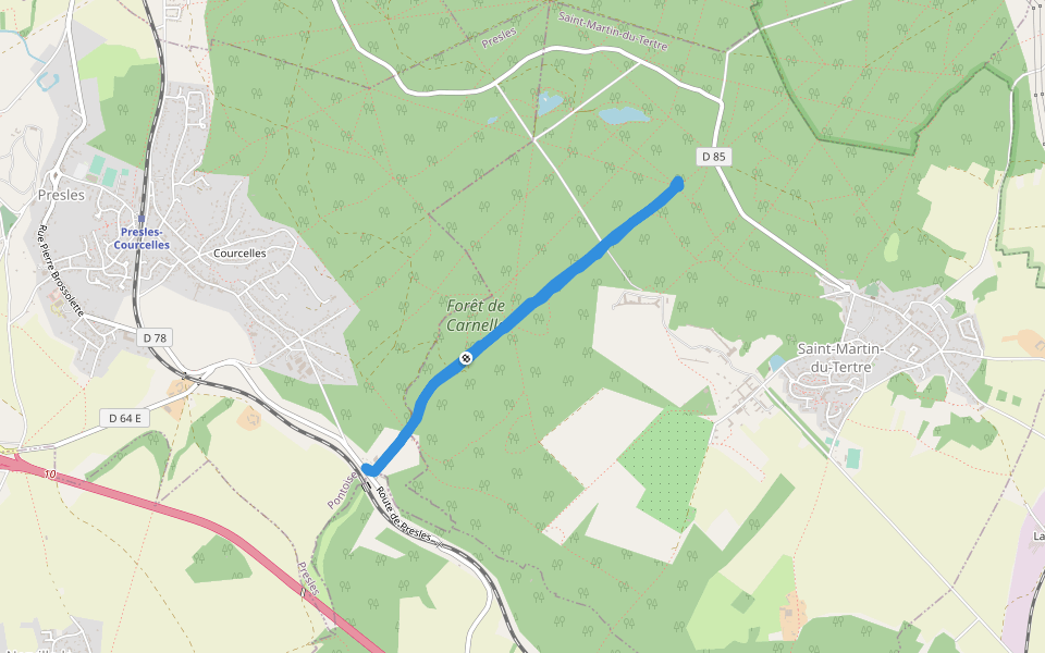 Route des Bruyères walking route map in Saint-Martin-du-Tertre