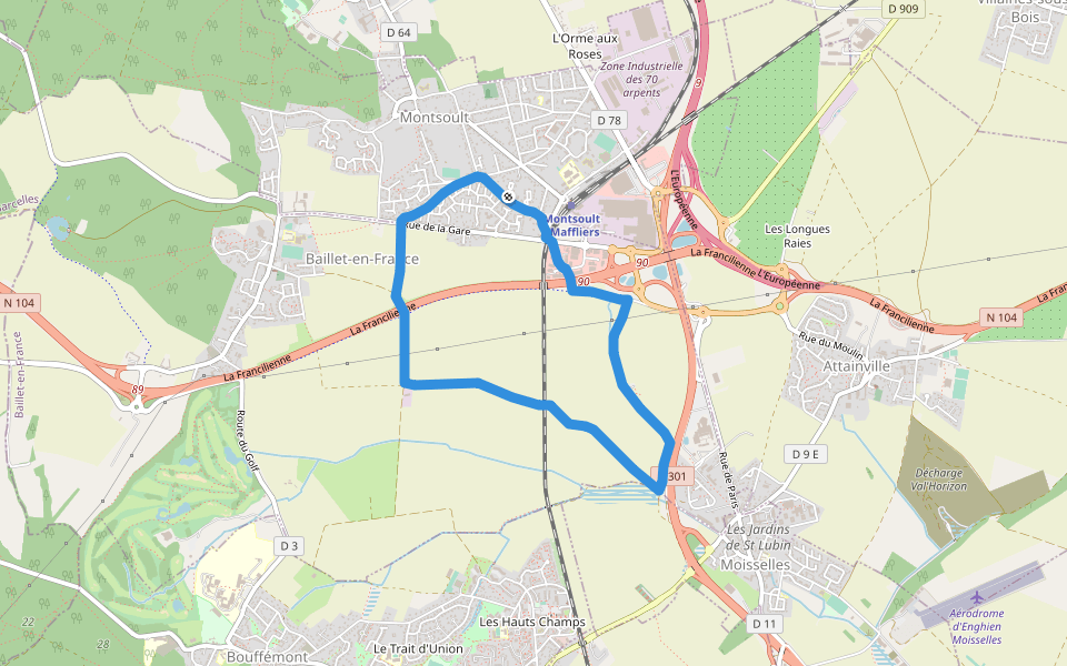 Bassin de l'Orme du Ramoneur walking route map in Baillet-en-France