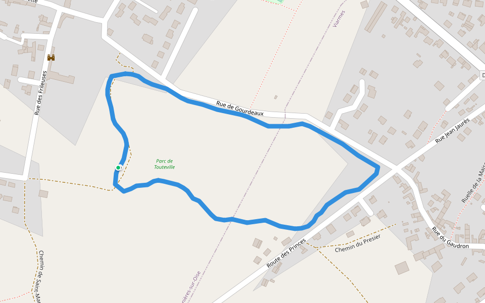 Parc de Touteville walking route map in Asnières-sur-Oise