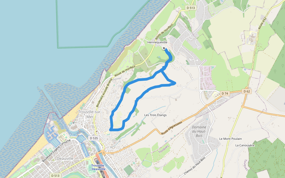 Camping du Chant des Oiseaux walking route map in Trouville-sur-Mer