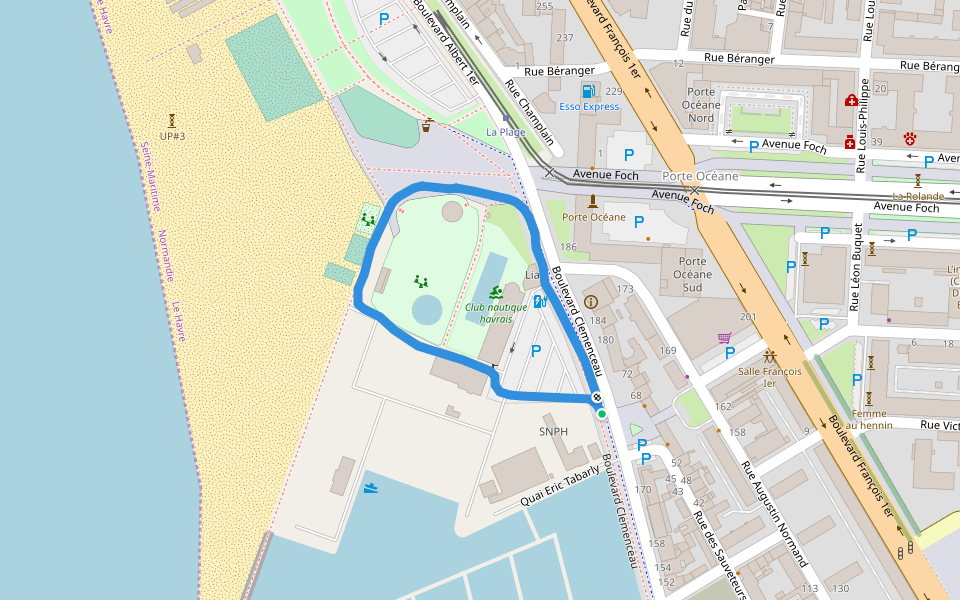 Club náutico Le Havre in Normandie Walking Map
