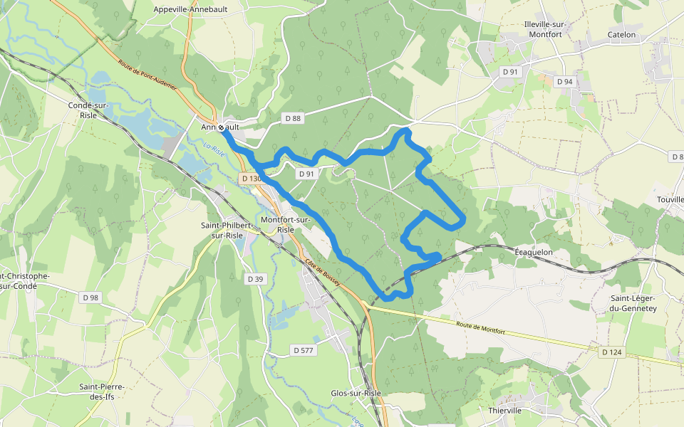 Impasse de la Mare walking route map in Appeville-Annebault