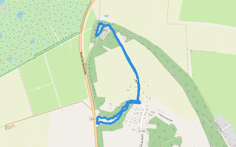 Chemin aux Vaches walking route map in Saint-Samson-de-la-Roque
