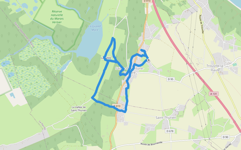 Chemin du Vignon walking route map in Sainte-Opportune-la-Mare