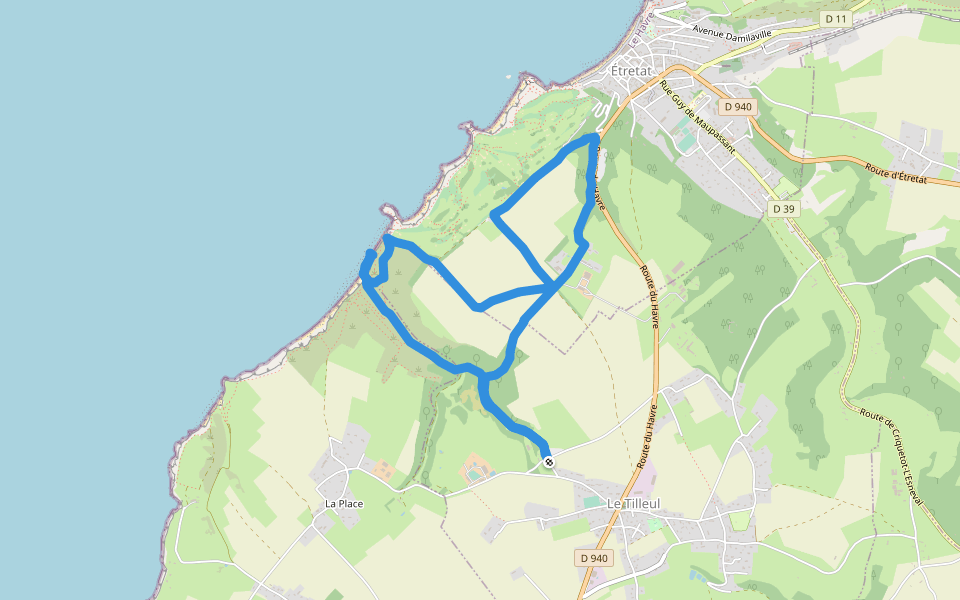 Rue d'Antifer walking route map in Le Tilleul