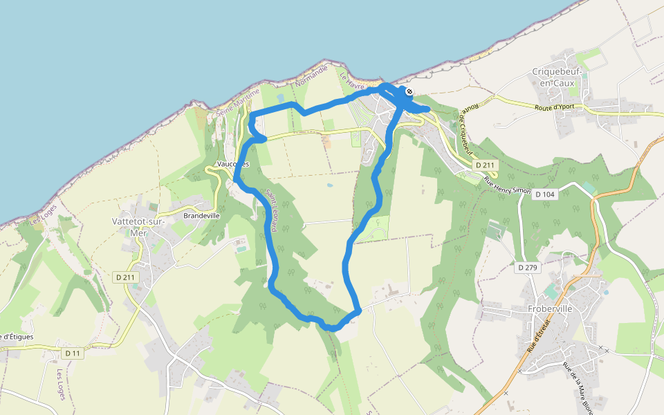 Sente Paul Colin walking route map in Yport