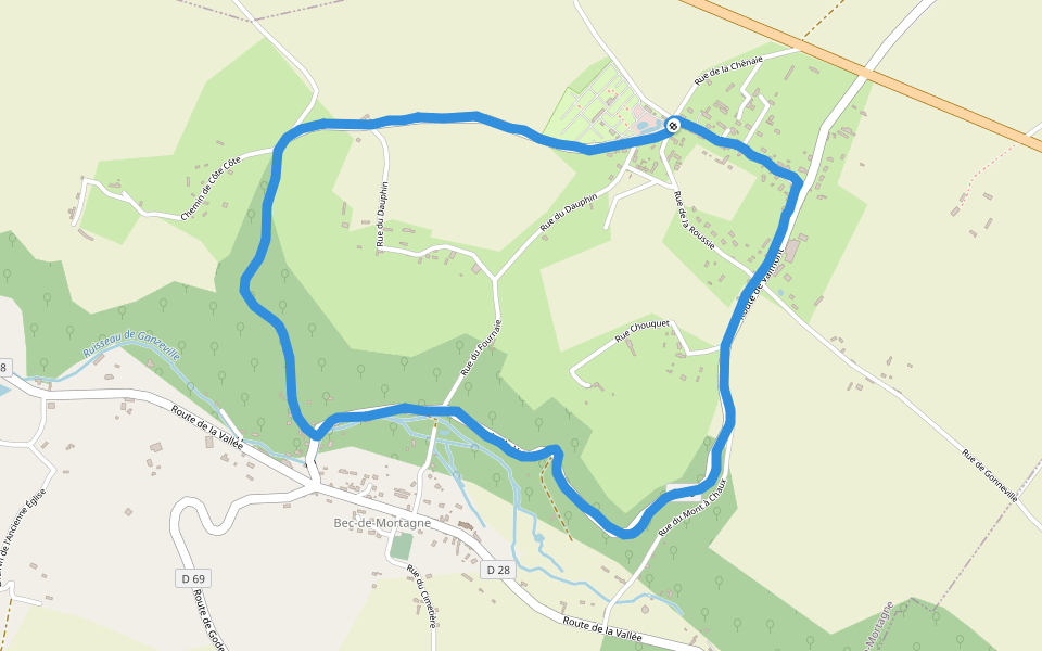 Camping Ferme de la Hêtraie walking route map in Bec-de-Mortagne