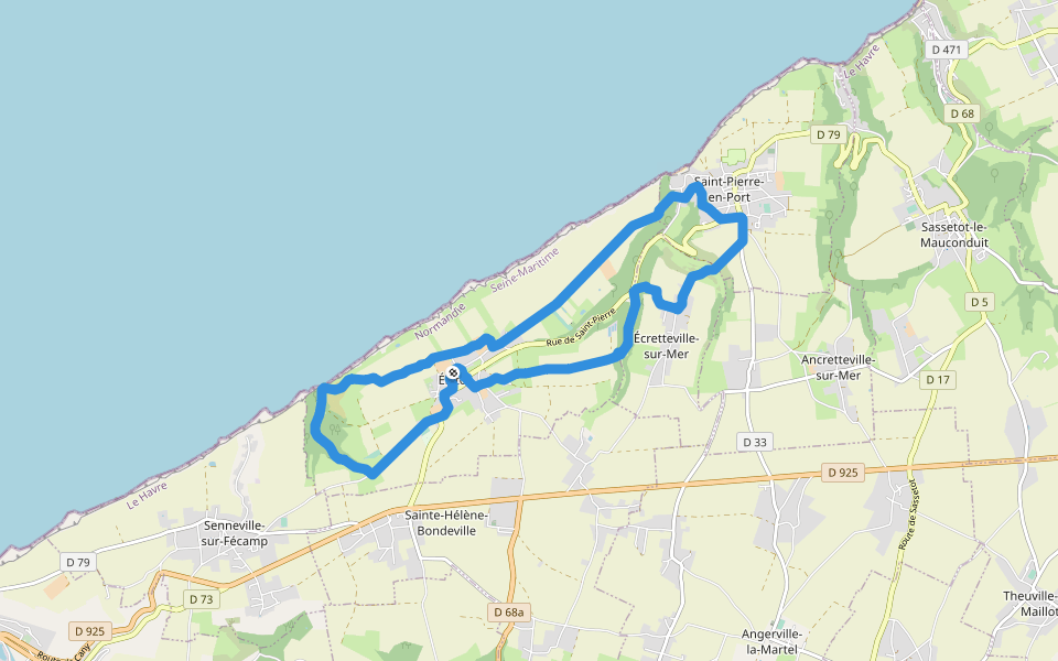 Chemin de Montmare walking route map in Életot
