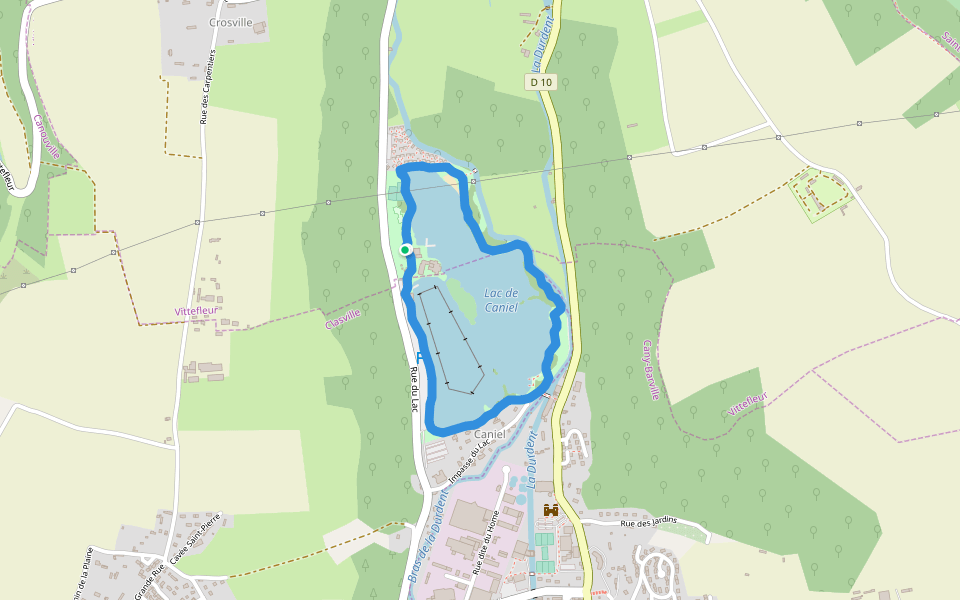 Lac de Caniel walking route map in Vittefleur