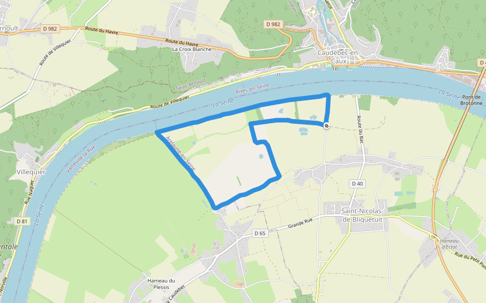 La Seine walking route map in Arelaune-en-Seine