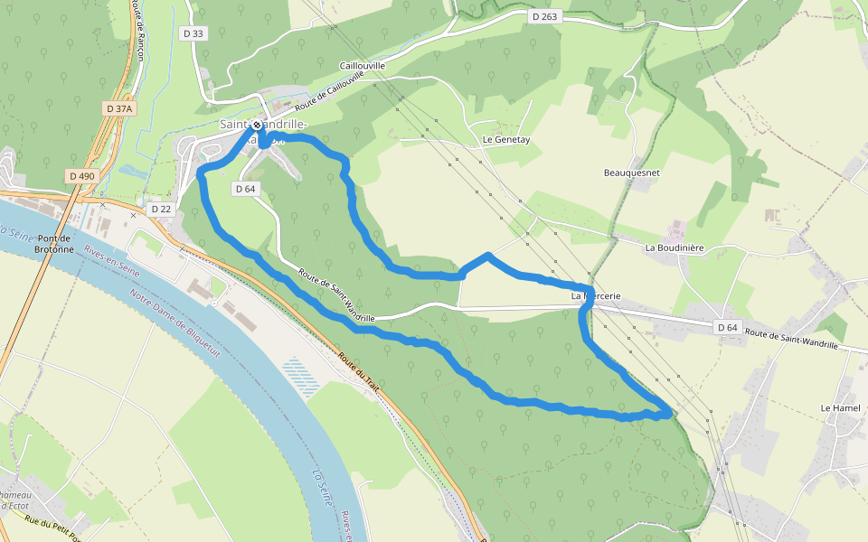 Notre-Dame de Caillouville-La-Neuve walking route map in Rives-en-Seine