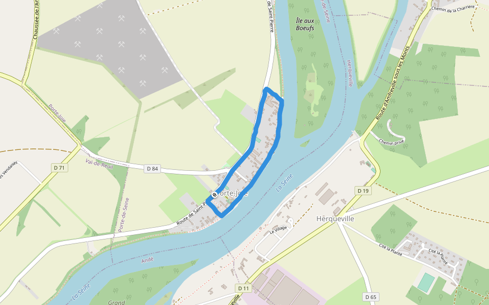 La Seine walking route map in Porte-de-Seine