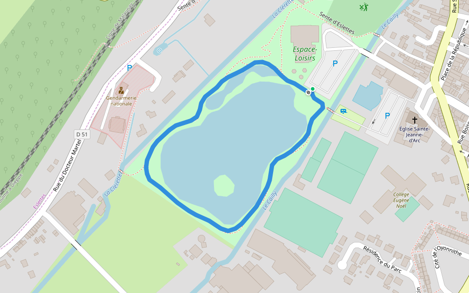 Espace-Loisirs walking route map in Montville