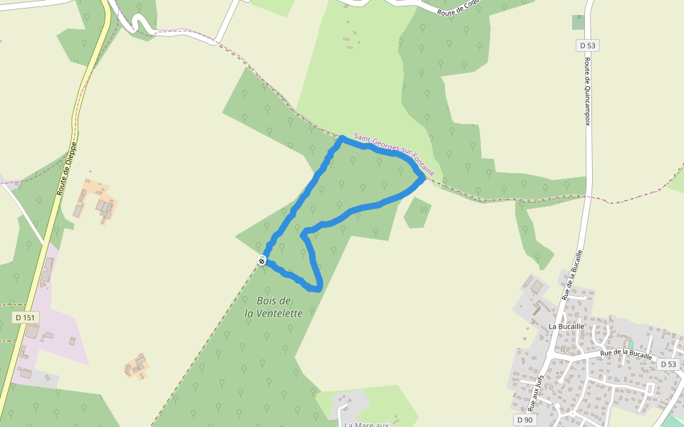 Bois de la Ventelette walking route map in Quincampoix
