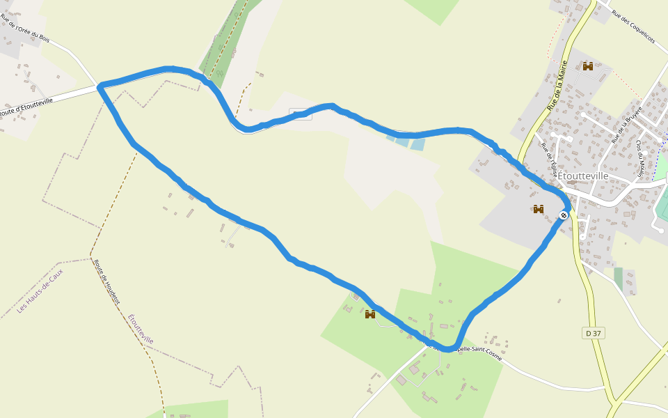 Château Saint-Cosme walking route map in Étoutteville