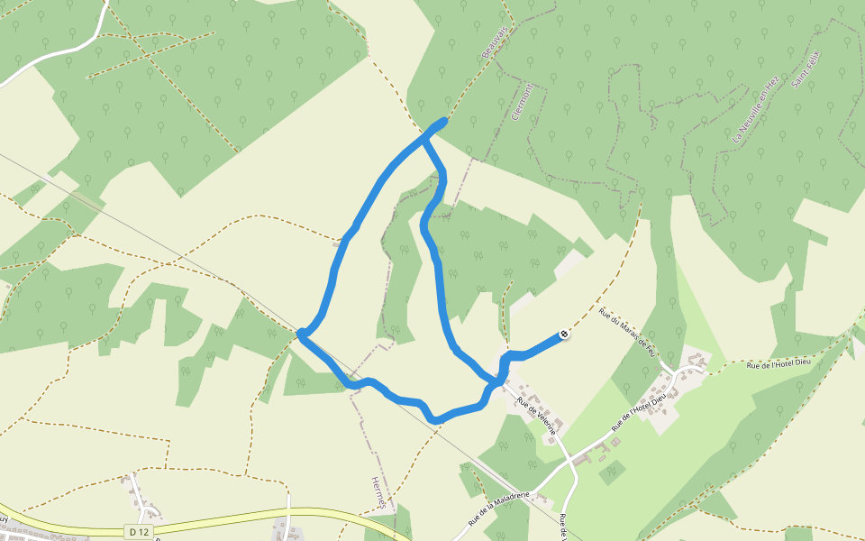 Rue du Marais de Feu walking route map in Saint-Félix