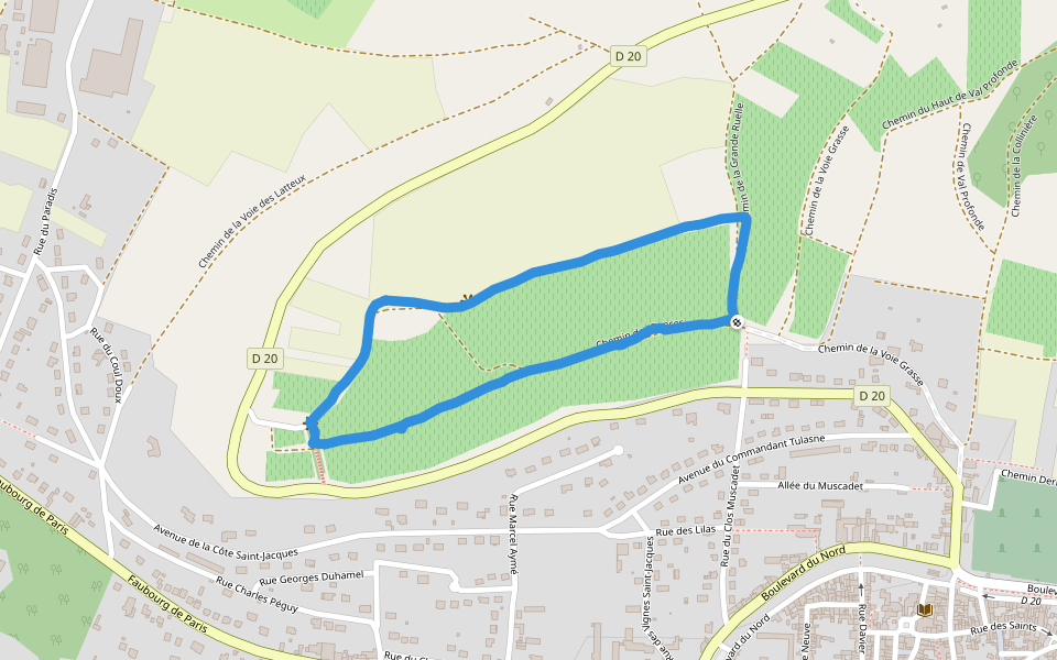 Chemin des Ronces walking route map in Joigny