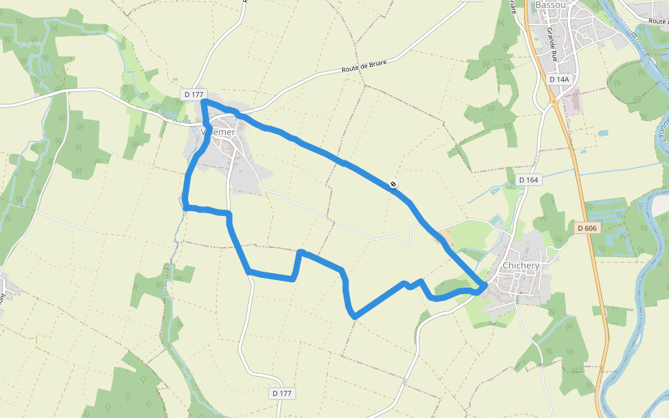Villemer walking route map in Chichery