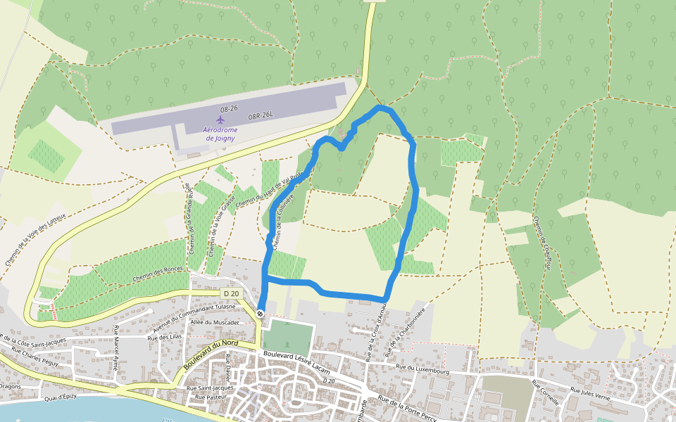 Chemin de la Voie Grasse walking route map in Joigny