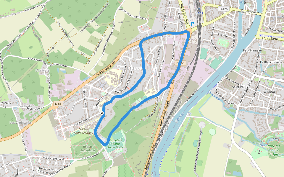 Rond-Point de l'Armée Patton walking route map in Paron