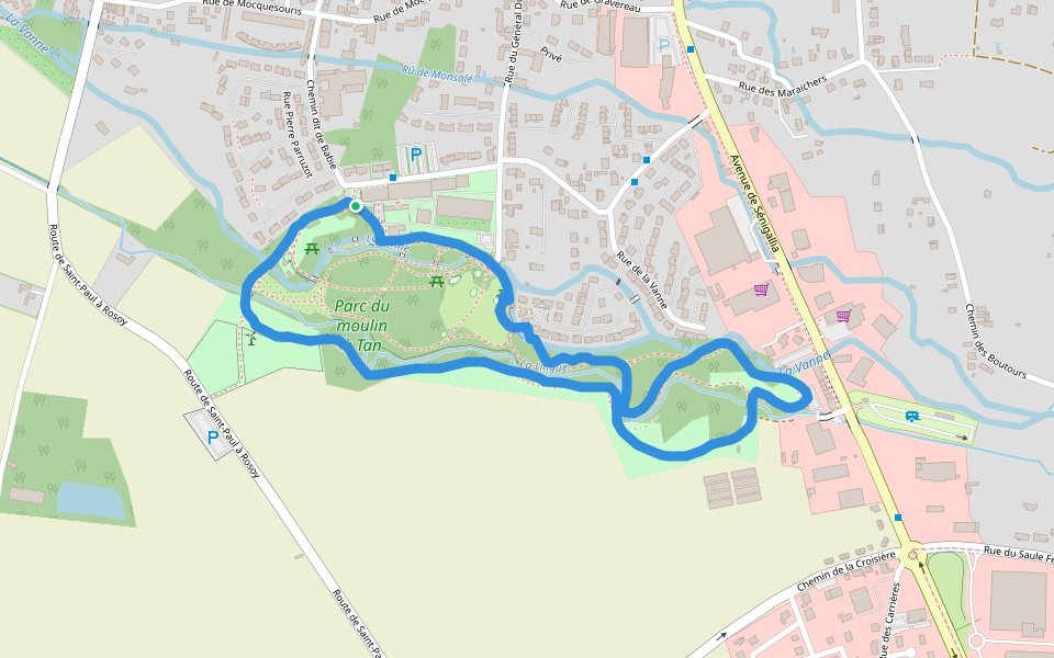 Parc du moulin à Tan walking route map in Sens