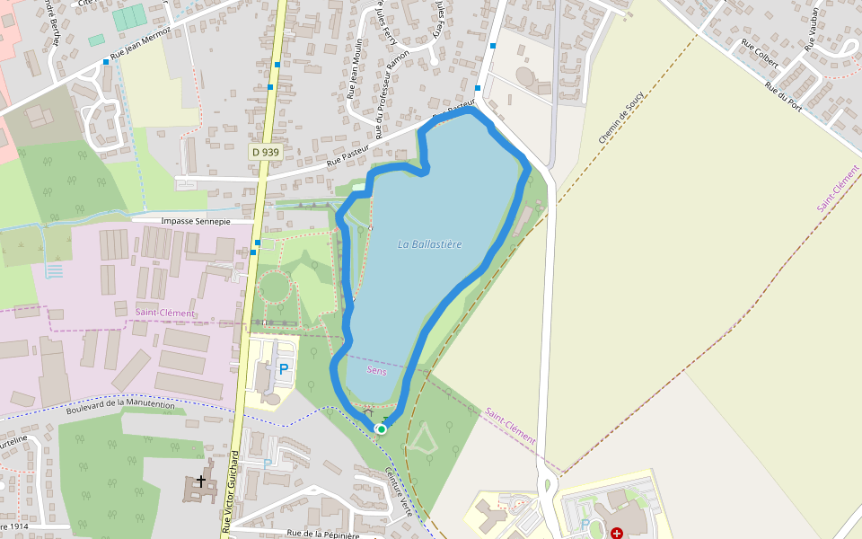 La Ballastière walking route map in Sens