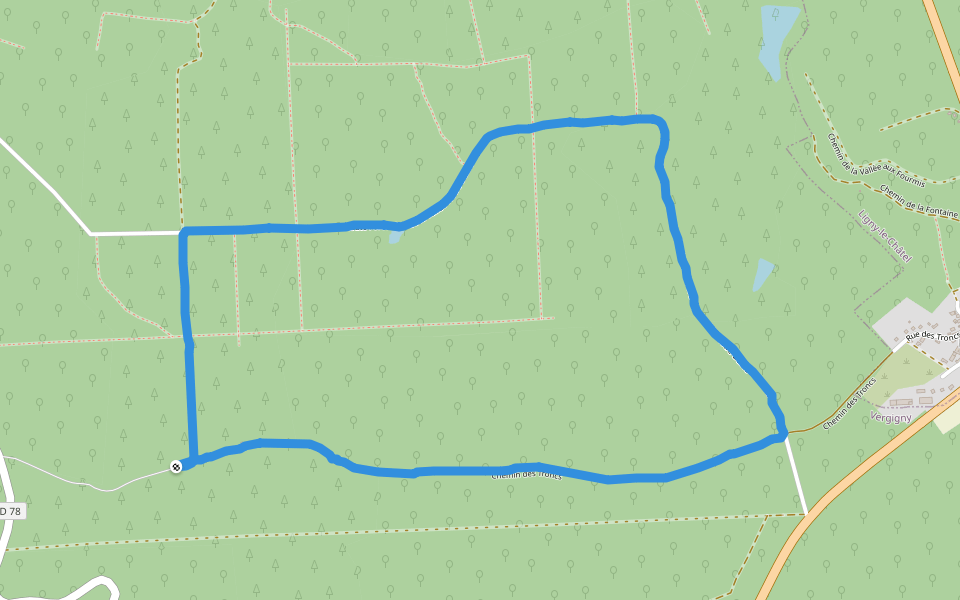Chemin des Troncs walking route map in Vergigny