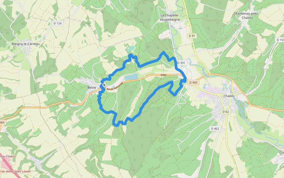 Ruisseau de Beine walking route map in Beine