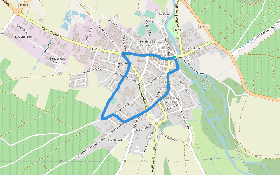Gymnase walking route map in Chablis