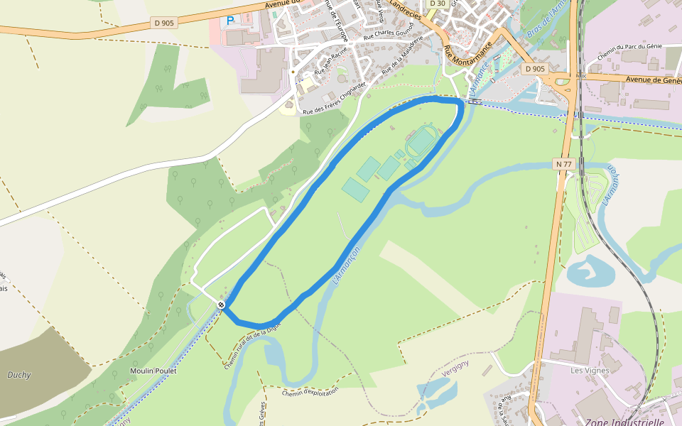 L'Armance walking route map in Saint-Florentin