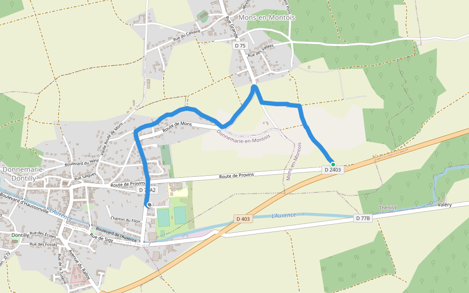 Balade vers Mons walking route map in Mons-en-Montois