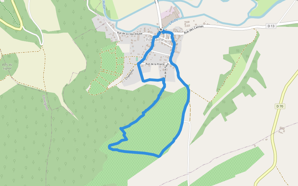Chapelotte walking route map in Fontaine