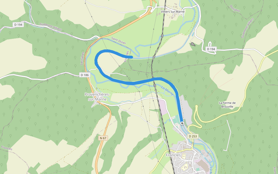 Provenchères-sur-Marne walking route map in Froncles