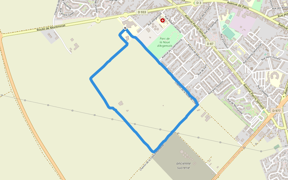 Parc de la Noue d'Argensols walking route map in Fagnières