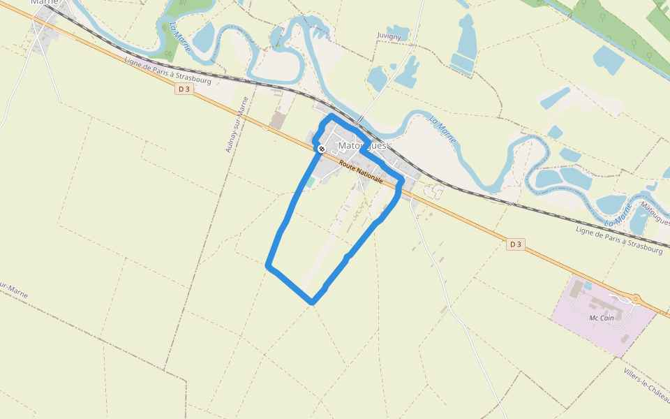 Matougues walking route map in Matougues