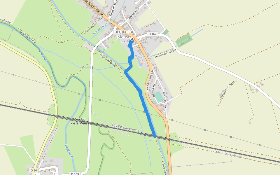 Chemin du Breuil walking route map in Lacroix-sur-Meuse