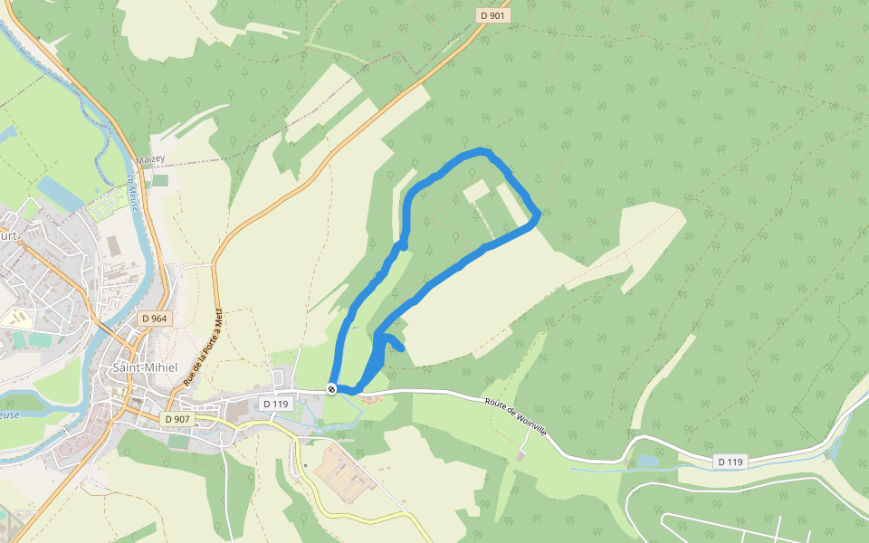 Chemin de la Petite Fin walking route map in Saint-Mihiel