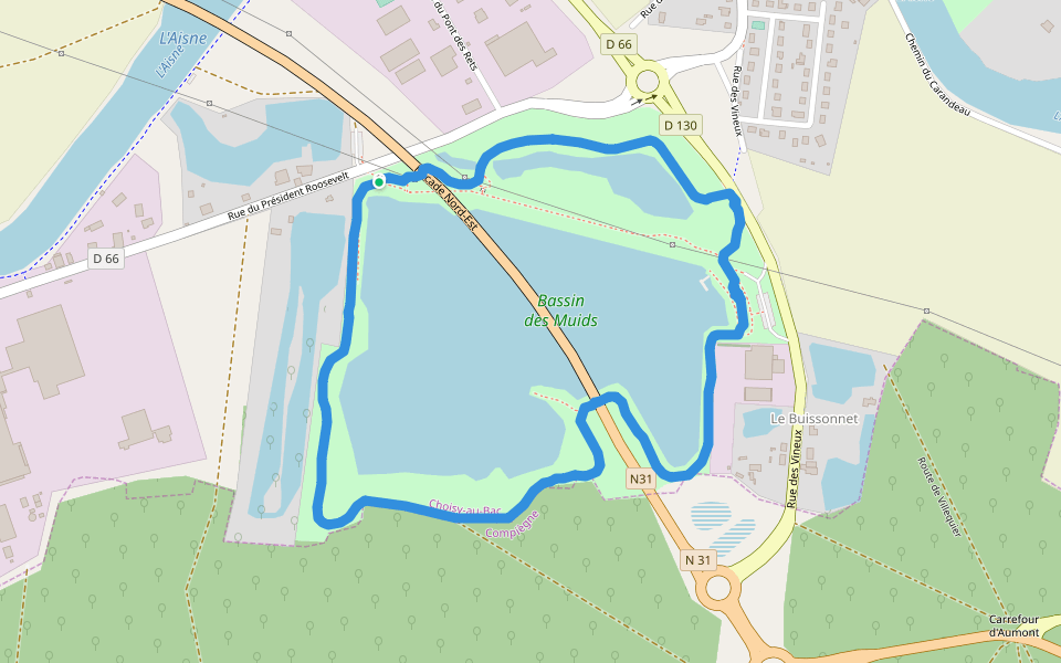 Bassin des Muids walking route map in Choisy-au-Bac