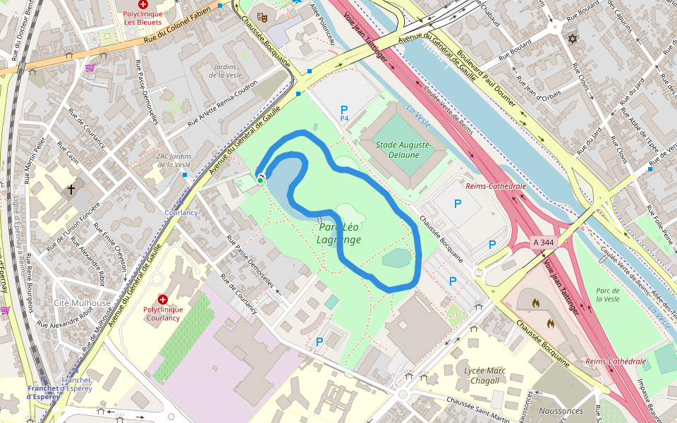Parc Léo Lagrange walking route map in Reims