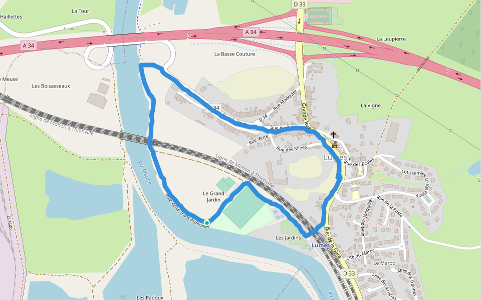 Forteresse de Jean d'Aspremont walking route map in Lumes