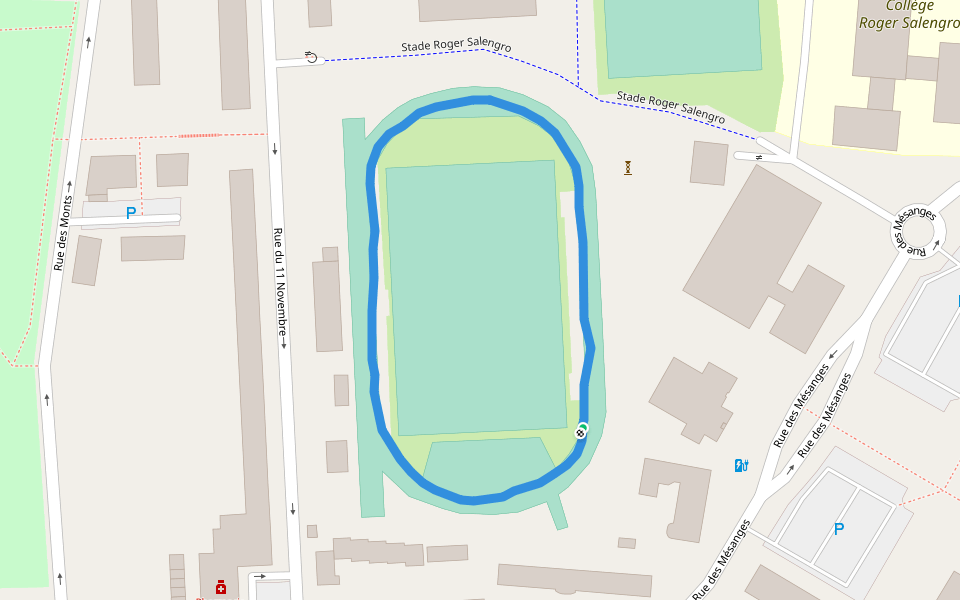 Stade Roger Salengro walking route map in Charleville-Mézières