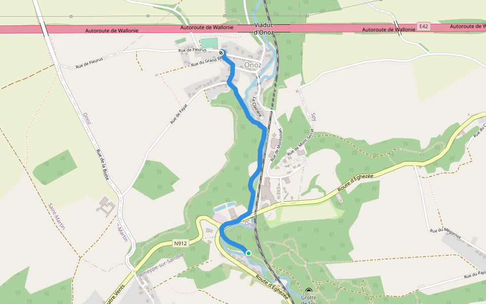 L'Orneau walking route map in Jemeppe-sur-Sambre
