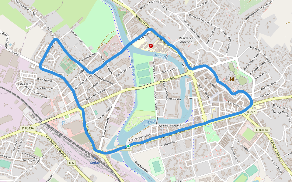 Château-haut walking route map in Sedan