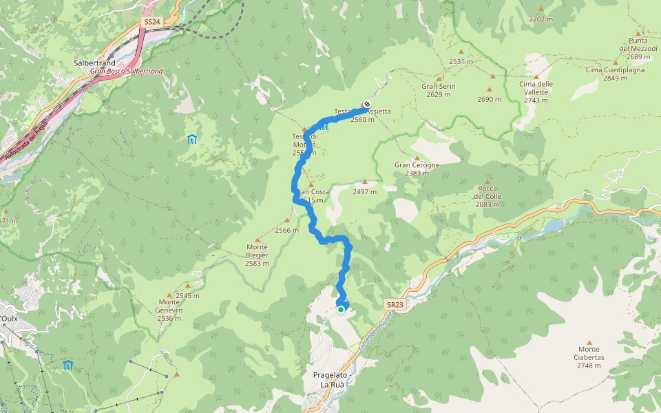 Grand Puy - Assietta walking route map in Grand Puy