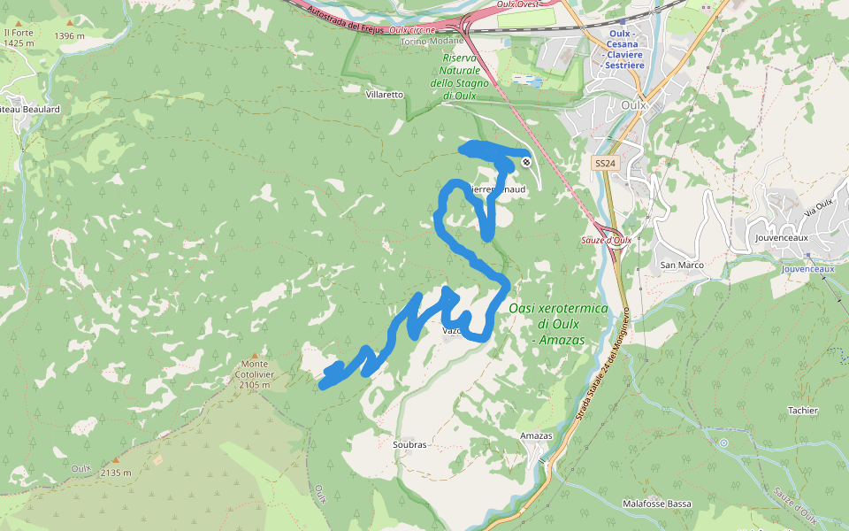 Strada Cotolivier walking route map in Oulx
