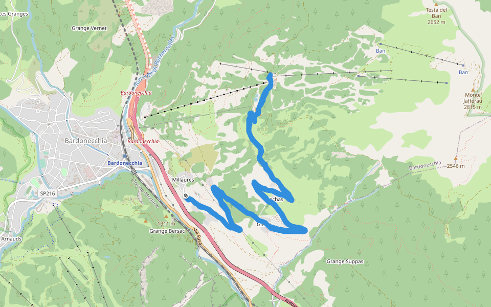 Gran Bea walking route map in Millaures