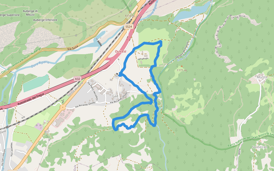 Sentiero Collet-Cotantin walking route map in Oulx