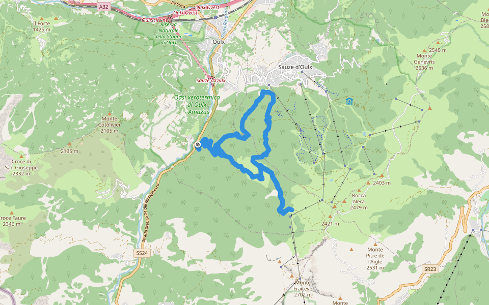 Sentiero Dorato walking route map in Cesana Torinese