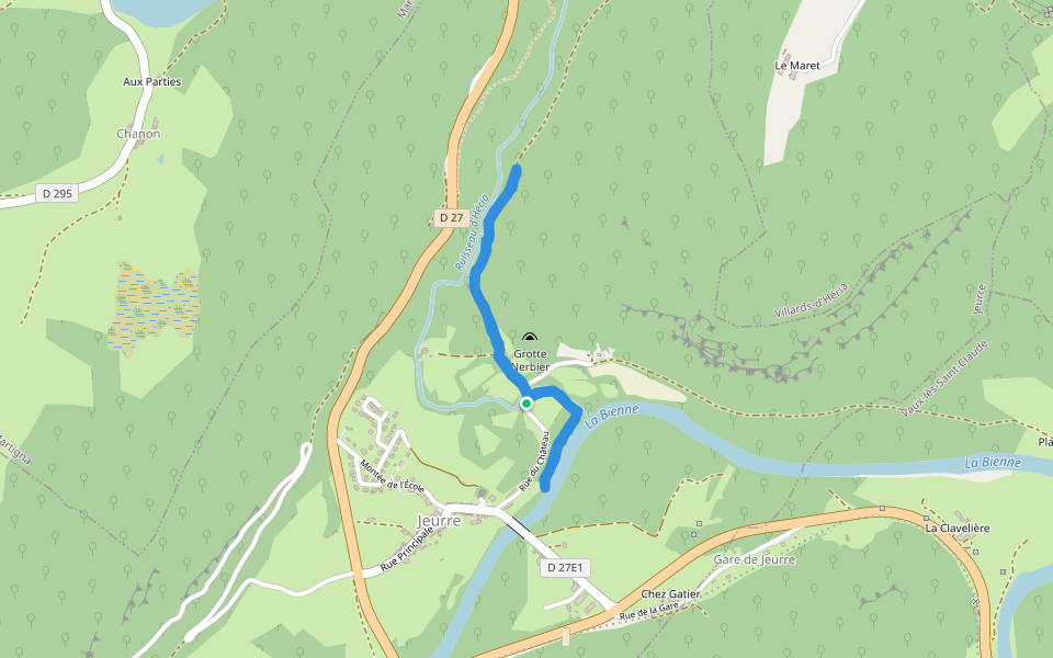 Rue du Château walking route map in Jeurre